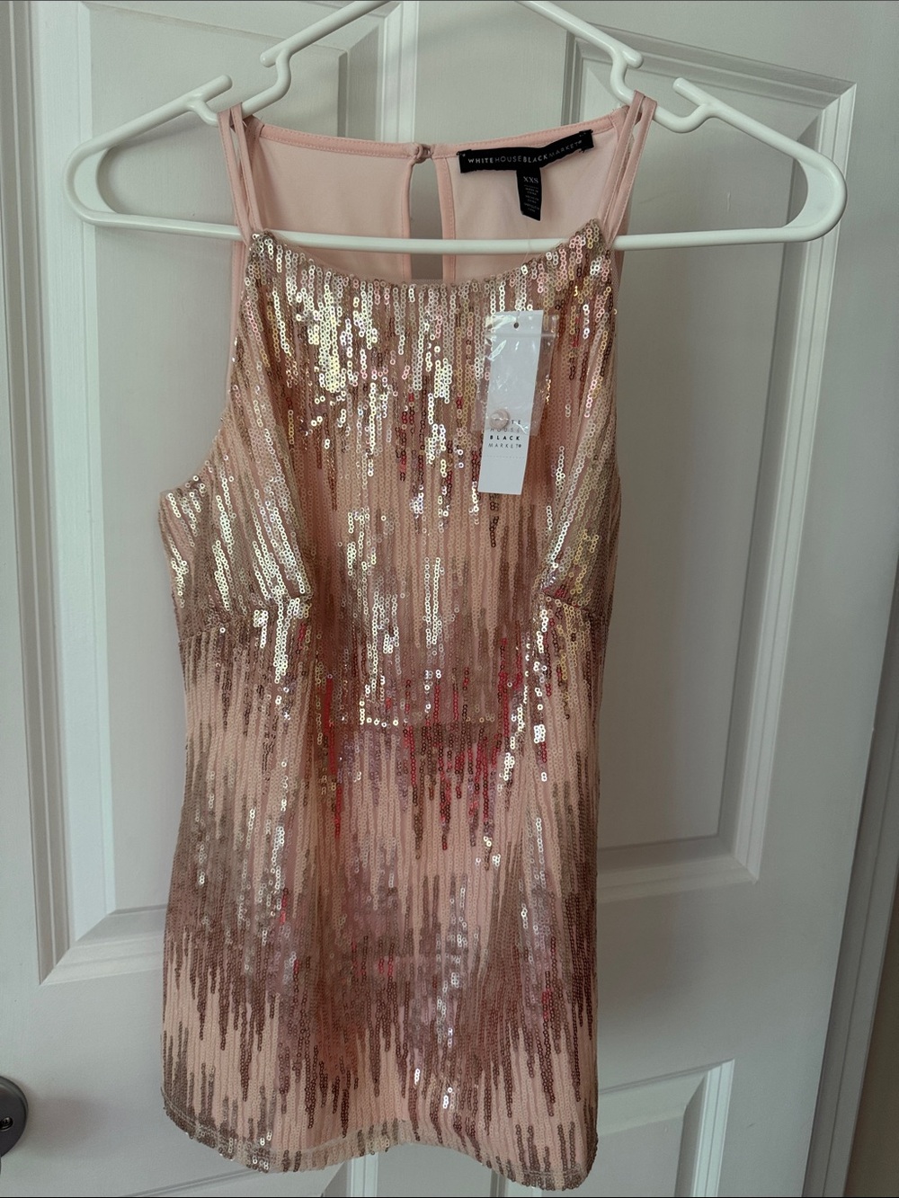 White House Black Market Rose Gold Sequin Shell Top